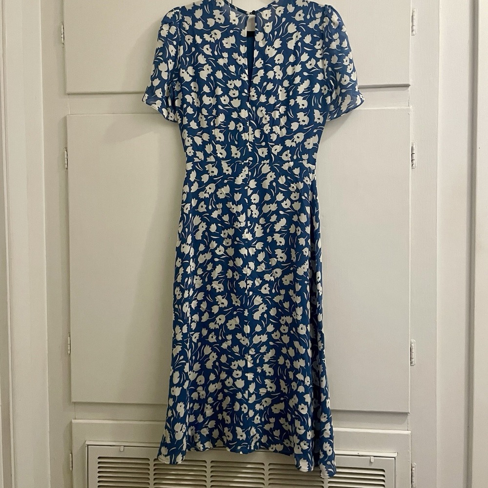 Reformation Andre Floral Short Sleeve Midi Dress in Tulip Blue Size 4 - Picture 5 of 7